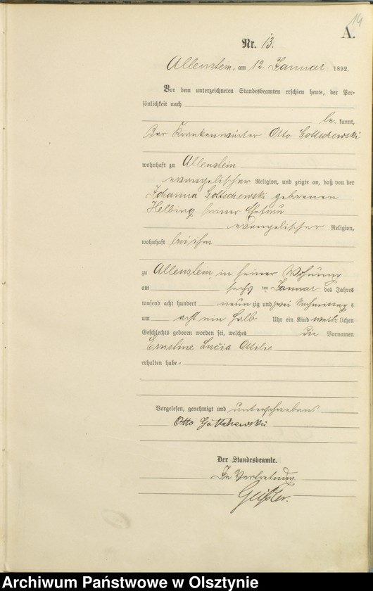 image.from.unit.number "Geburts-Haupt-Register Tom I,Nr 1 - 280"