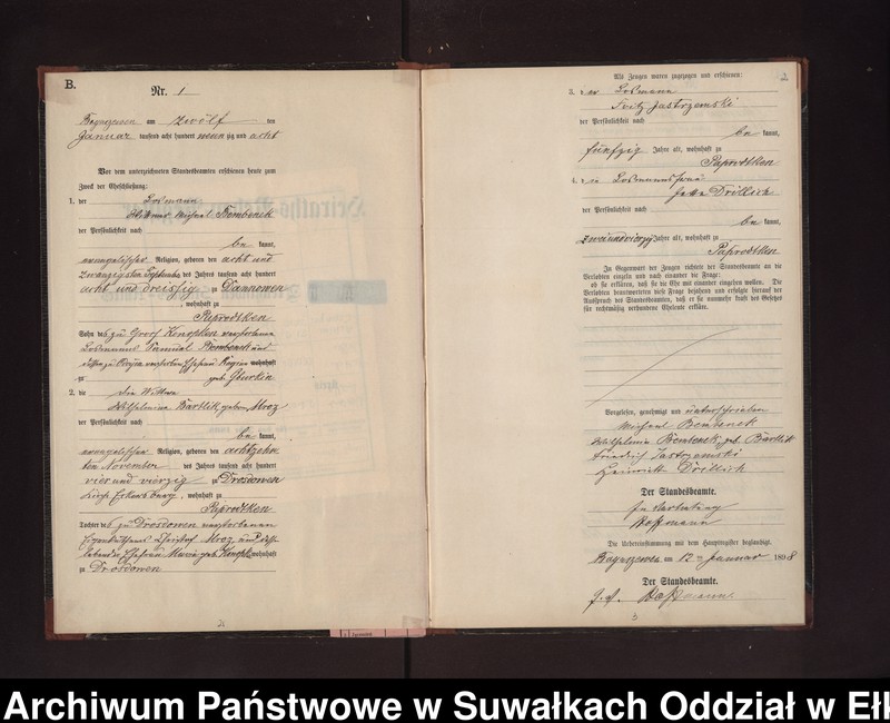 image.from.unit.number "Heiraths-Neben-Register des Preussischen Standes-Amtes Rydzewen Kreis Loetzen"