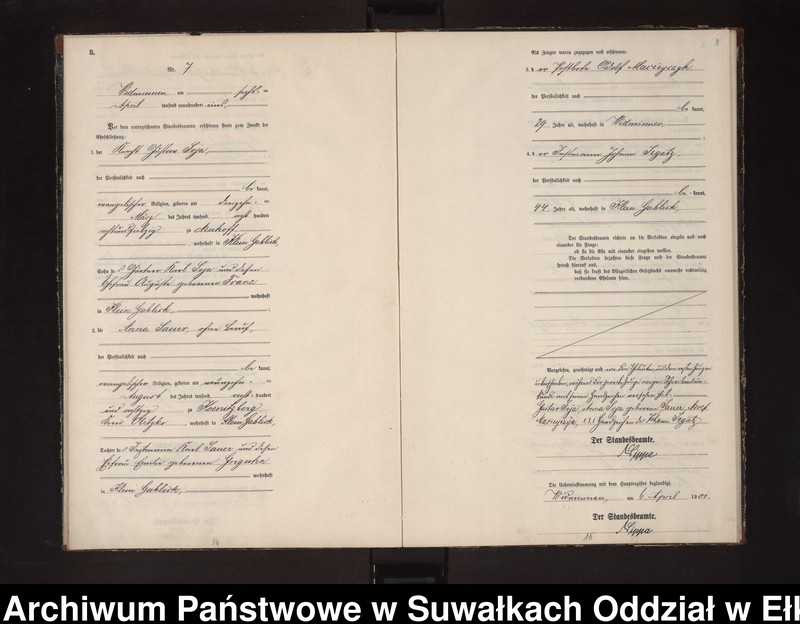 image.from.unit.number "Heiraths-Neben-Register des Preussischen Standes-Amtes Widminnen Kreis Loetzen"