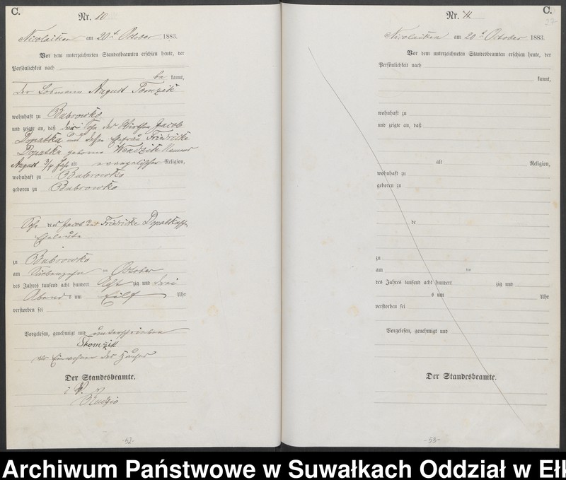 image.from.unit.number "Sterbe-Haupt-Register des Königlich Preussischen Standes-Amtes Forstrevier Nicolaiken Kreis Sensburg für das Jahr 1882[do 1884]"