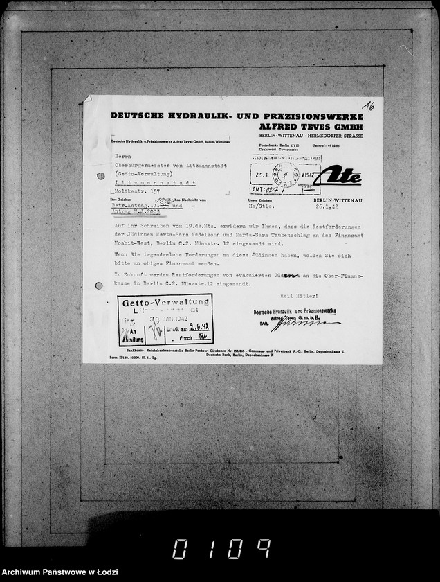 Obraz 20 z jednostki "J 2001-2020 [Wnioski Żydów z Getta o zwrot należności za towar wzięty na kredyt]"