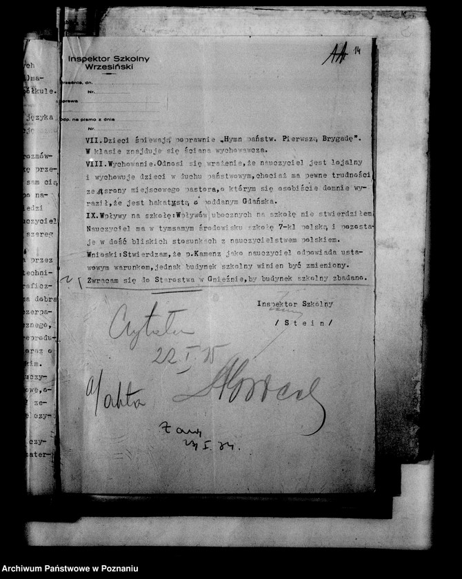 Obraz 17 z jednostki "Prywatna Szkoła Powszechna z niemieckim językiem nauczania w Witkowie, powiat Gniezno"