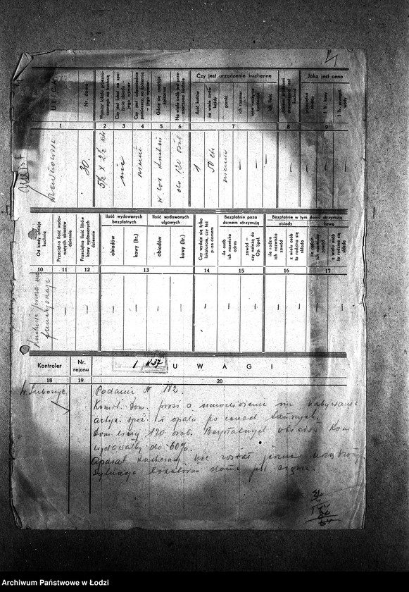 Obraz 7 z jednostki "[Kuchnia nr 404, ul. Drewnowska 12. Kuchnia nr 37, ul. Drewnowska 30. Kuchnia, ul. Drewnowska 32. Działalność kuchni, personel, konsumenci, kontrole]"