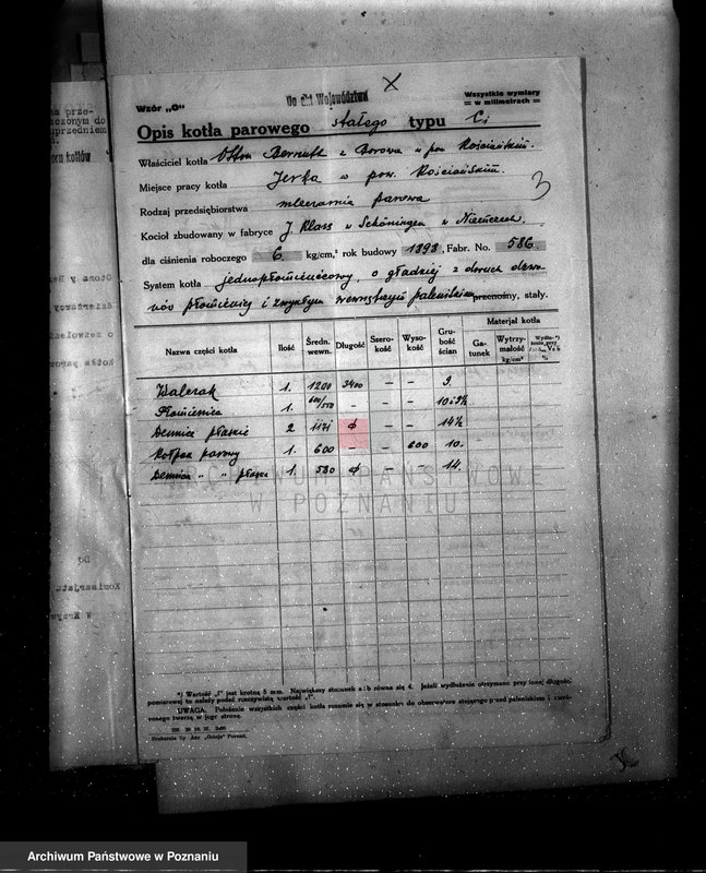 Obraz 6 z jednostki "Mleczarnia parowa w Jerce pow. kościański własność Otton Bermuth z Borowa nr woj. kotła 1816"