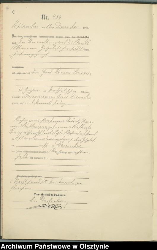 image.from.unit.number "Sterbe-Haupt-Register Tom II, Nr 426-454"