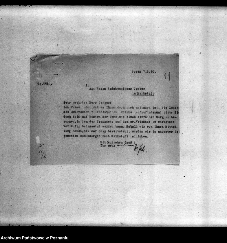 Obraz 17 z jednostki "Korespondencja w sprawie miejscowych Niemców ze Śląska, Wielkopolski i Poznania, którzy zginęli w 1939 roku"