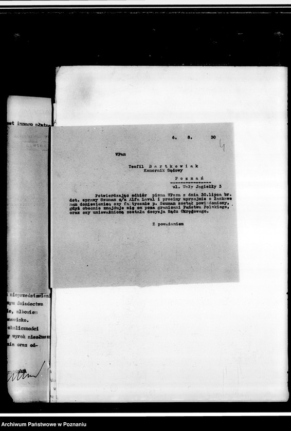 Obraz 8 z jednostki "Związek Pracowników Umysłowych - sprawa sporna L. Szuman c/a Tow. Alfa-Laval - spółka z o.o.- akta procesowe"