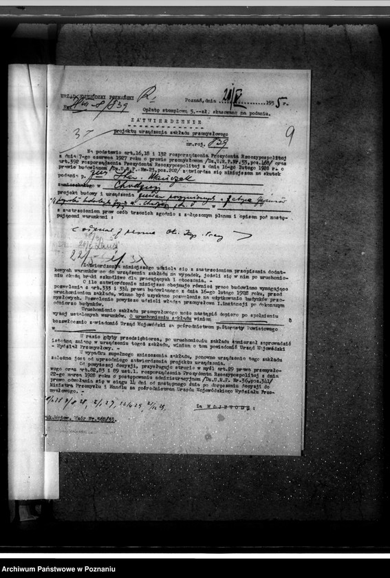 Obraz 13 z jednostki "Zatwierdzenie Zakładu Przemysłowego Fabryki Fajansów formy St. Mańczak w Chodzieży"