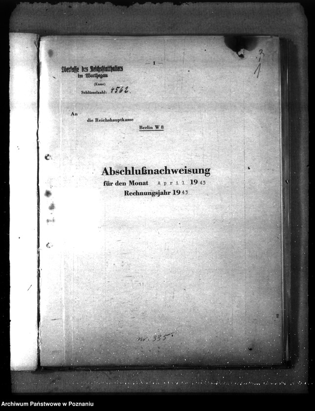 Obraz 5 z jednostki "Abschlussnachweisungen der Reichshauptkasse"