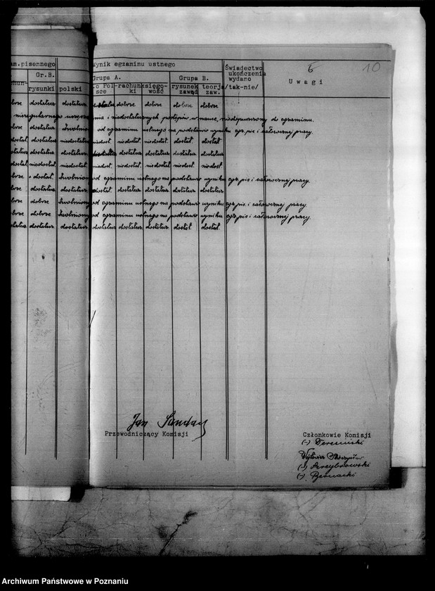 Obraz 13 z jednostki "Publiczna Szkoła Dokształcająca Zawodowa Ogólna- Ostrów Wielkopolski [protokoły z egzaminu końcowego]"