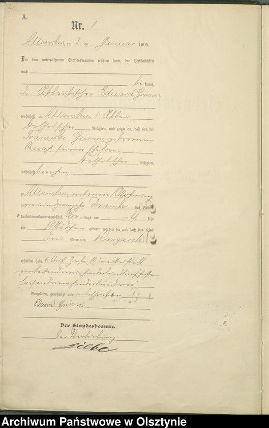 image.from.unit.number "Geburts-Haupt-Register Tom I, Nr 1- 398"