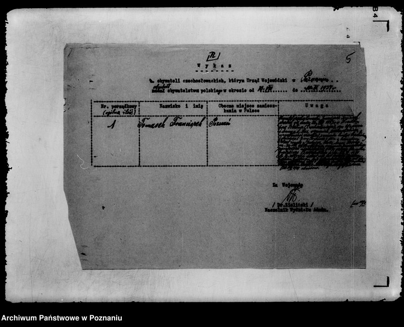 Obraz 8 z jednostki "Zbiór /sprawozdań do Ministerstwa Spraw Wewnętrznych dotyczące nadania obywatelstwa polskiego obywatelom czechosłowackim"