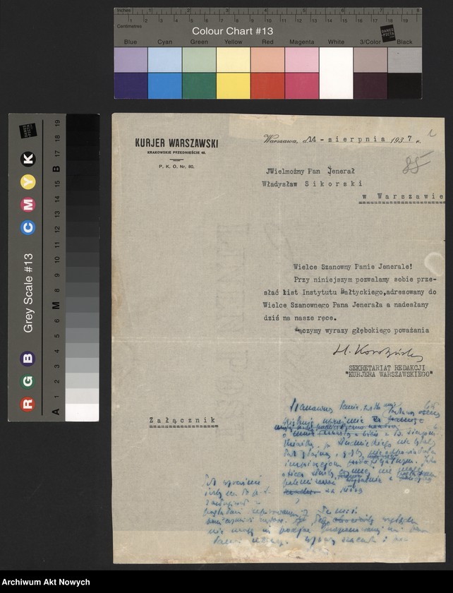 image.from.unit.number ""Kurier Warszawski". Przesłanie prośby Instytutu Bałtyckiego o recenzję dla pisma "Jantar"."