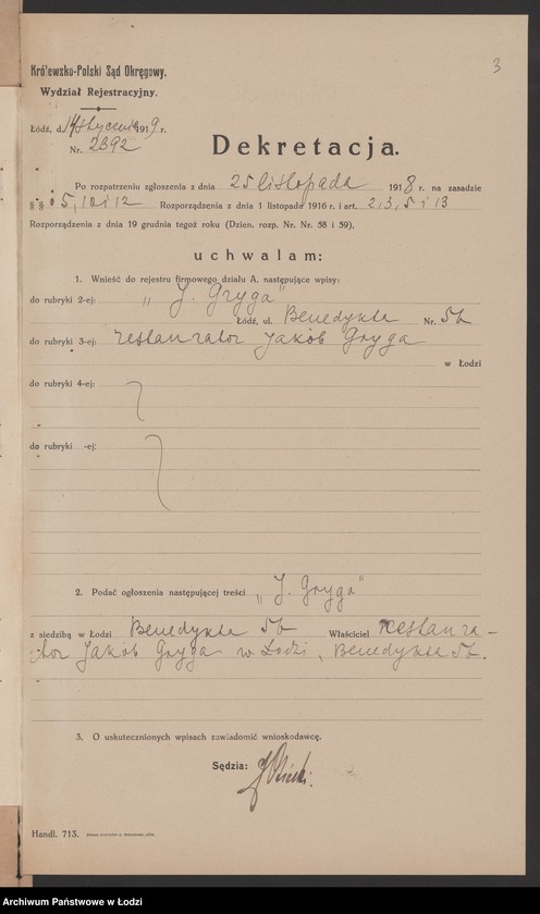 Obraz 5 z jednostki "J.Gryga- restauracja"