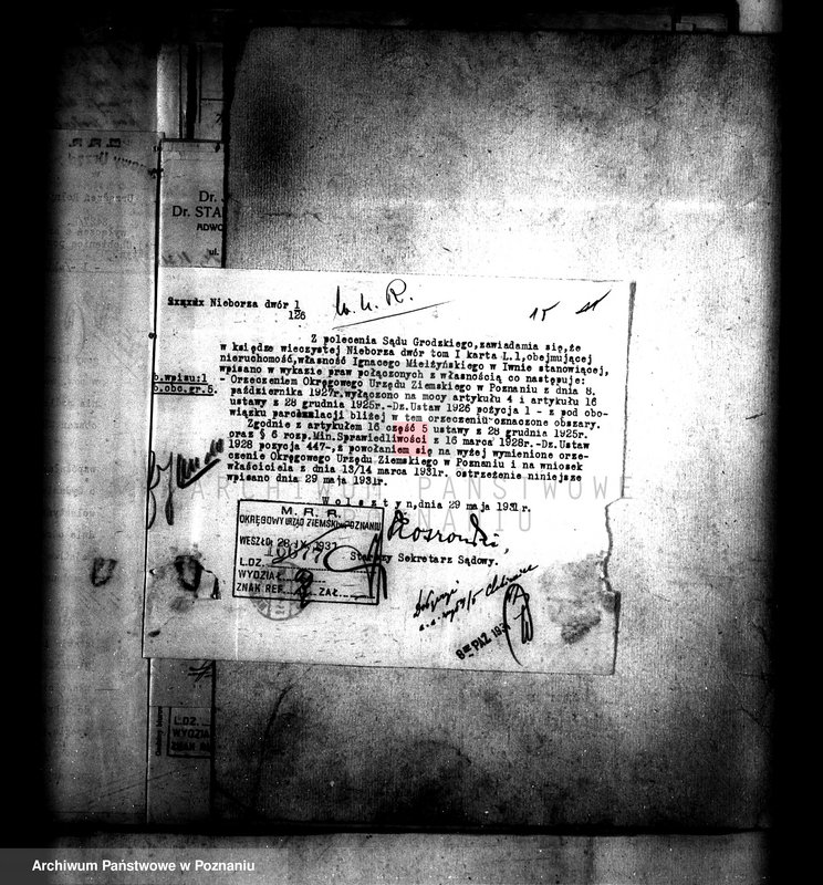 image.from.unit.number "Majątek Chobienice powiatu wolsztyńskiego wyłączenie z art. 4 i 5 ustawy o reformie rolnej Ignacy Mielżyński"