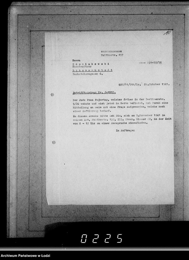 Obraz 14 z jednostki "J 1801-1820 [Wnioski Żydów z Getta o zwrot należności za towar wzięty na kredyt]"