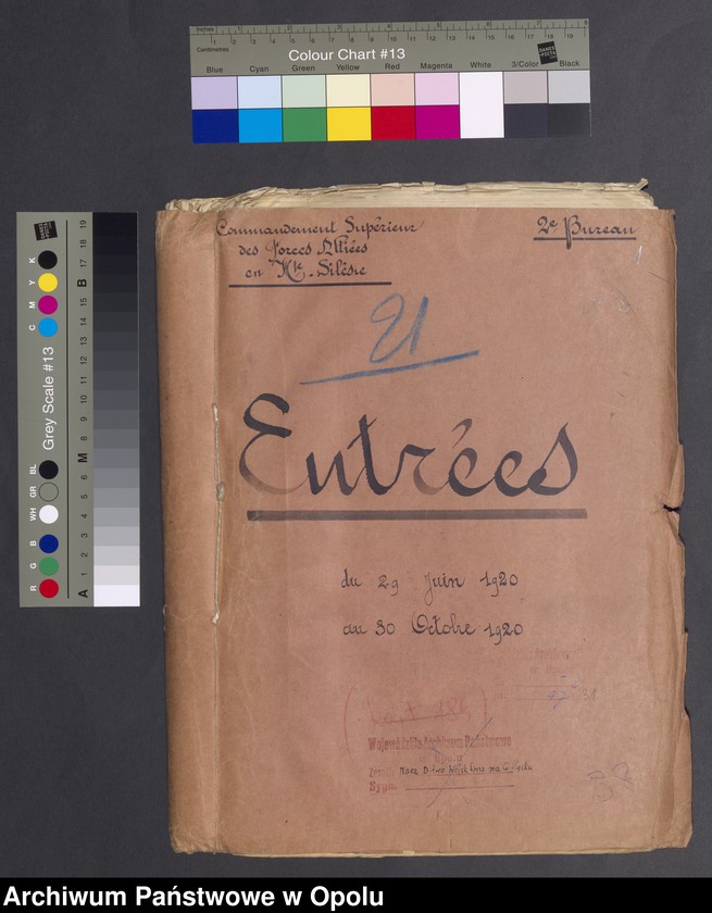 Obraz 3 z jednostki "Commandement Superieur des Forces Alliees en Haute-Silesie-Entrees /Korespondencja wpływająca pochodząca od władz wyższych i jednostek podległych/ 29.06.1920 - 30.10.1920"