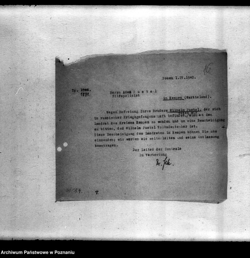 Obraz 20 z jednostki "Korespondencja w sprawie miejscowych Niemców, którzy zginęli w 1939 roku"