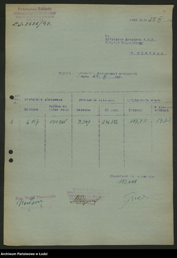 Obraz 19 z jednostki "Placówki produkcyjne i usługowe przemysłu metalowego; protokoły, sprawozdania, raporty z wykonania produkcji"