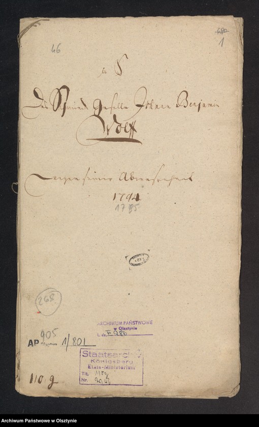 image.from.unit.number "In S. [Sachen] des Schmiede Geselle Johann Benjamin Woelff wegen seiner Abwesenheit"