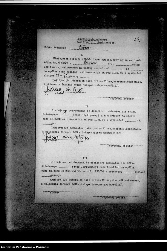 Obraz 17 z jednostki "Protokoły zebrań, sprawozdania roczne, sprawy członkostwa, korespondencja"