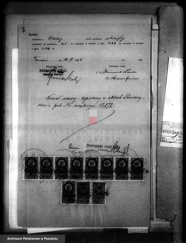 Obraz 11 z jednostki "Fabryka maszyn Nitsche i Ska w Poznaniu nr woj. kotła 164"