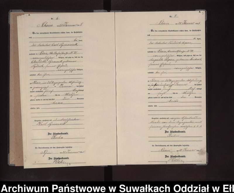 image.from.unit.number "Geburts-Neben-Register des Preussischen Standes-Amtes Rhein Kreis Lötzen"