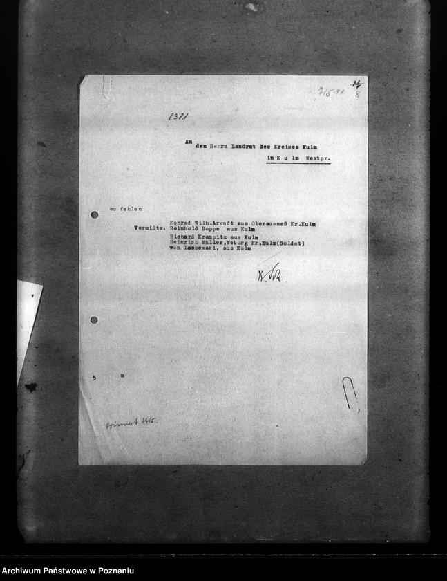 Obraz 12 z jednostki "Amtliche Meldungen Kreis Kulm (Cełmno oraz powiat toruński)"