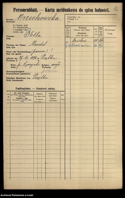 Obraz 13 z jednostki "[Spis ludności Łodzi] Orzechowska-Osiński"