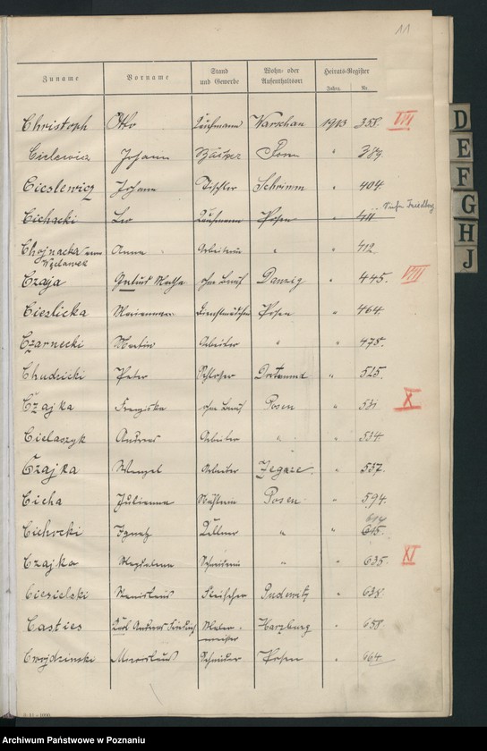 Obraz 13 z jednostki "Spis alfabetyczny małżeństw za 1913"