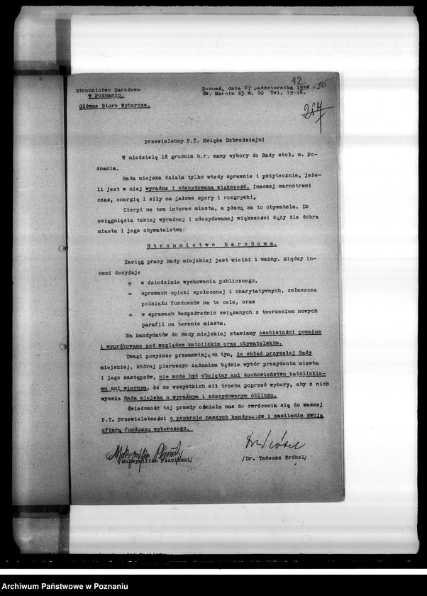 image.from.unit.number "Zarządzenia wyborcze Stronnictwa Narodowego i korespondencja"
