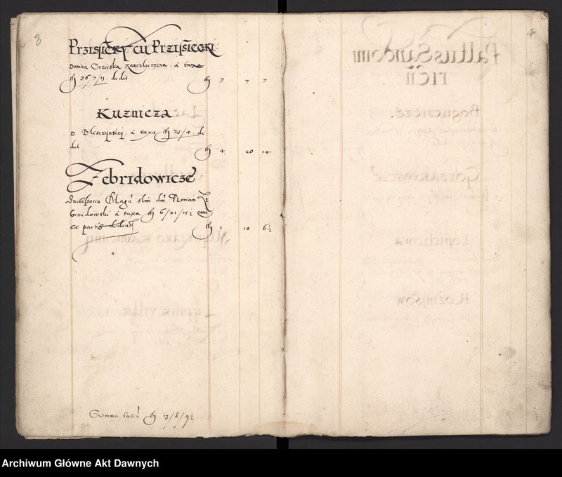 image.from.unit.number "Sumariusz pieniędzy i rejestr retenty piątej części z dochodów dóbr stołowych z terenów całej Rzeczpospolitej."