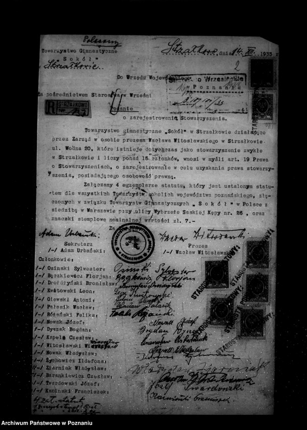 Obraz 6 z jednostki "/Towarzystwo Gimnastyczne „Sokół" w Strzałkowie powiat Września - rejestracja/"