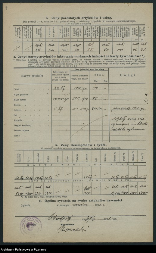 Obraz 8 z jednostki "[Wykazy cen z września 1921 roku w miastach województwa poznańskiego i pomorskiego]"