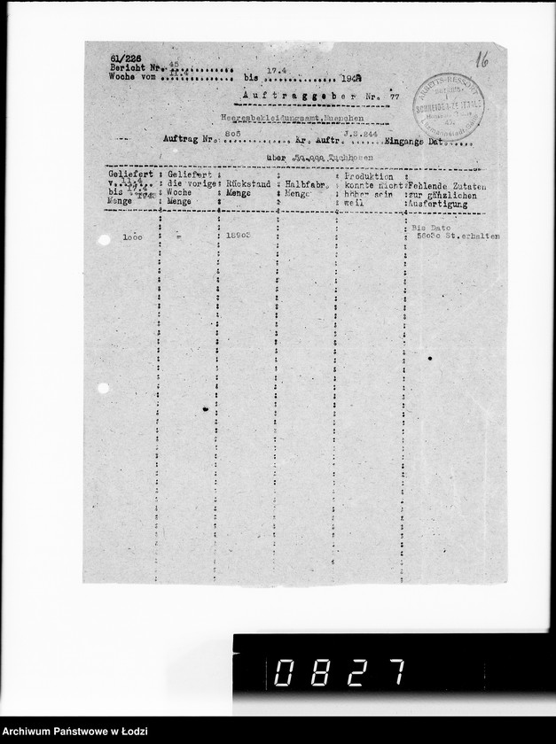 Obraz 20 z jednostki "Bewegungsberichte VIII. [Sprawozdania z wykonania zamówień wojskowych]"