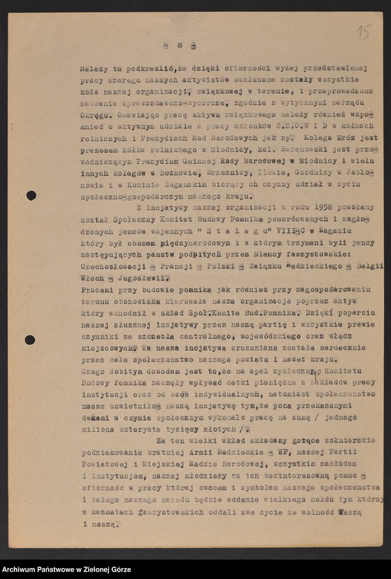 image.from.unit.number "Oddział Powiatowy ZBoWiD w Żaganiu. - Walny Zjazd Powiatowy z 16 czerwca 1961 r."