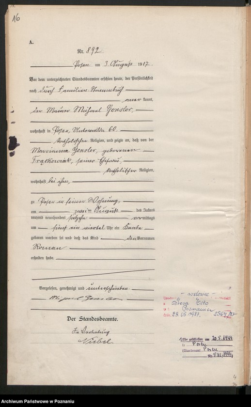 Obraz 18 z jednostki "Księga miejscowa urodzeń tom III [Rejestr główny urodzeń]"