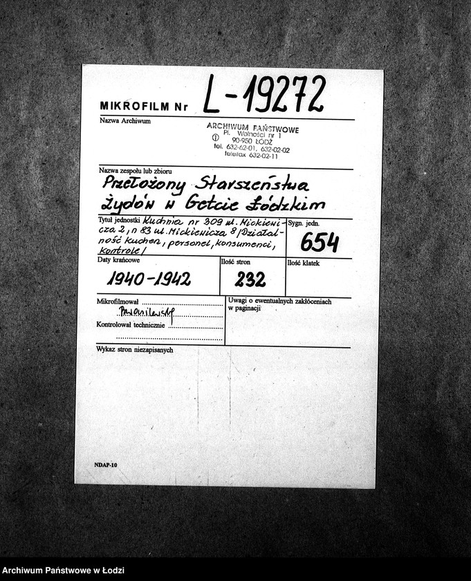 Obraz 2 z jednostki "[Kuchnia nr 309, ul. Mickiewicza 2. Kuchnia nr 83, ul. Mickiewicza 8. Działalność kuchni, personel, konsumenci, kontrole]"