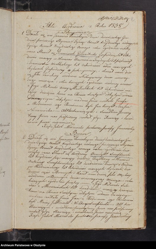 image.from.unit.number "Duplikat Kościoła Parafialnego Janowieckiego składający się z trzech Oddziałow to jest Ak Urodzenia Zaslubienia i Zejścia na Rok 1838 przeznaczony"