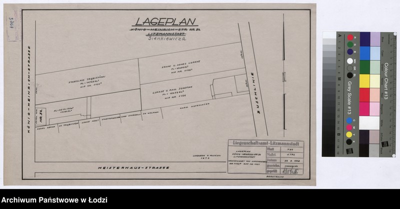 Obraz 1 z jednostki "Lageplan König-Heinrich-Strasse Nr 34 Litzmannstadt"