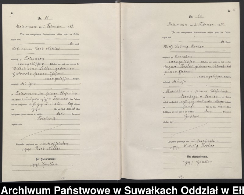 image.from.unit.number "[Geburts-Neben-Register des Königlichen Preussischen Standes-Amtes Belzonzen Kreis Johannisburg]"