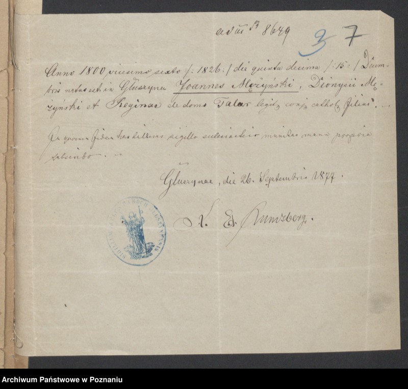 Obraz 9 z jednostki "Die von den Verlobten zum Aufgebot beigebrachten Urkunden pro 1877"