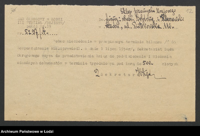 Obraz 14 z jednostki "Goldring i Kleczewski – sprzedaż towarów manufakturowych"