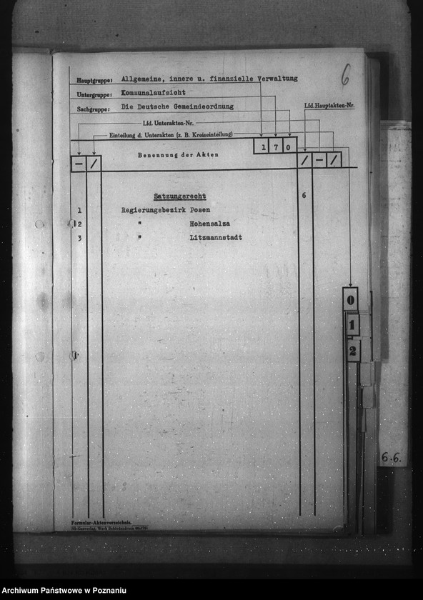 Obraz 10 z jednostki "Aktenverzeichnis (Kommunalaufsicht)"