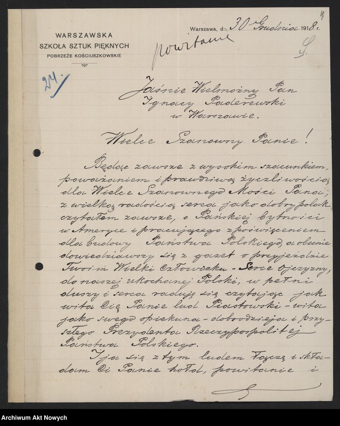 image.from.unit.number "Hołdy; listy, depesze, adresy od instytucji, organizacji, osób prywatnych; H. Windakiewicz: "Stosunek dzieł Paderewskiego do muzyki ludowej" Studium analityczne. Echo muzyczne. Warszawa 1902-1903 (maszynopis)"