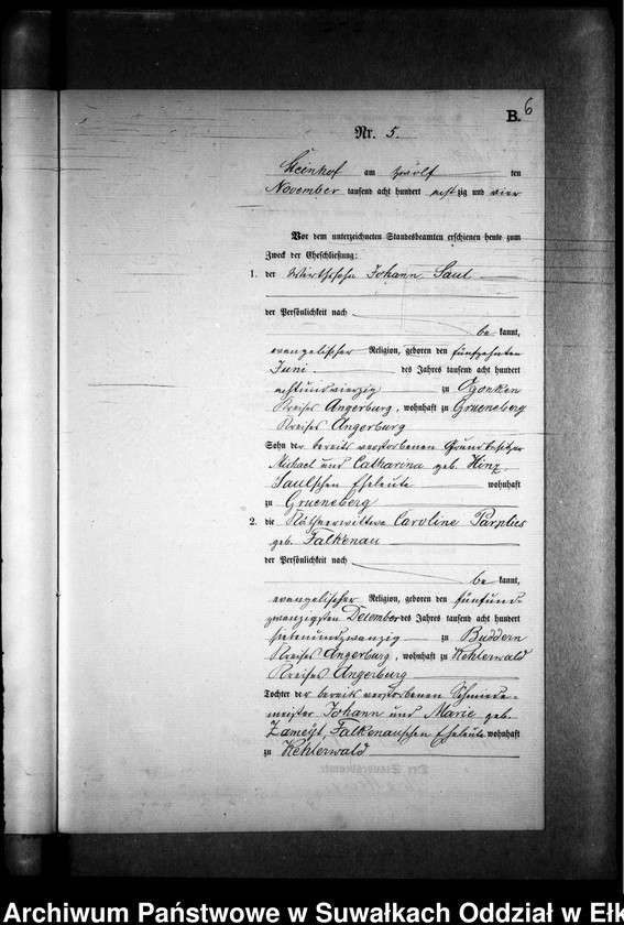 image.from.unit.number "Heiraths-Neben-Register des Preussischen Standes-Amtes Gr. Strengeln Kreis Angerburg"