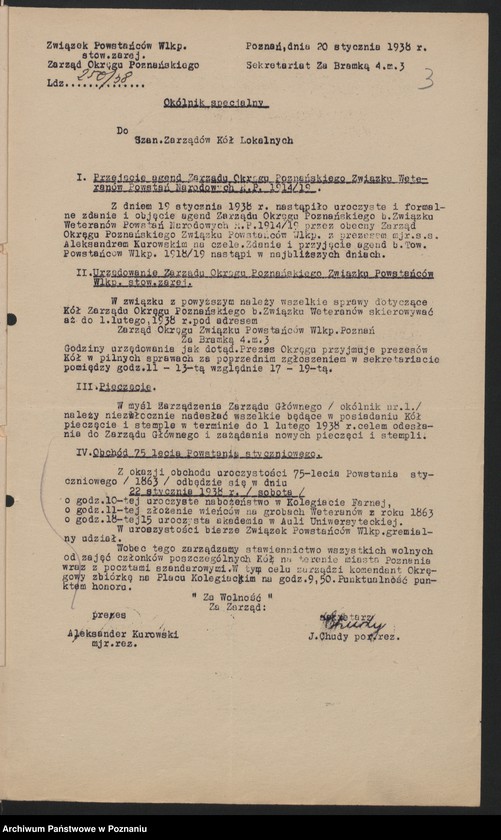 image.from.unit.number "Okólniki Okręgu Poznańskiego Związku Powstańców Wielkopolskich."