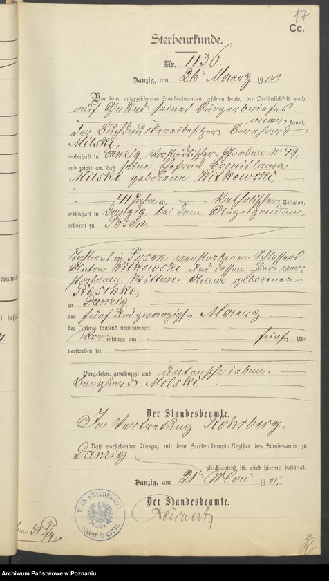 Obraz 19 z jednostki "Die von den Verlobten beigebrachten Urkunden zur Eheschliessung pro 1901. Vol IX"