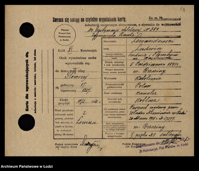 Obraz 13 z jednostki "[Spis ludności Łodzi] Lewandowski - Lewertow"