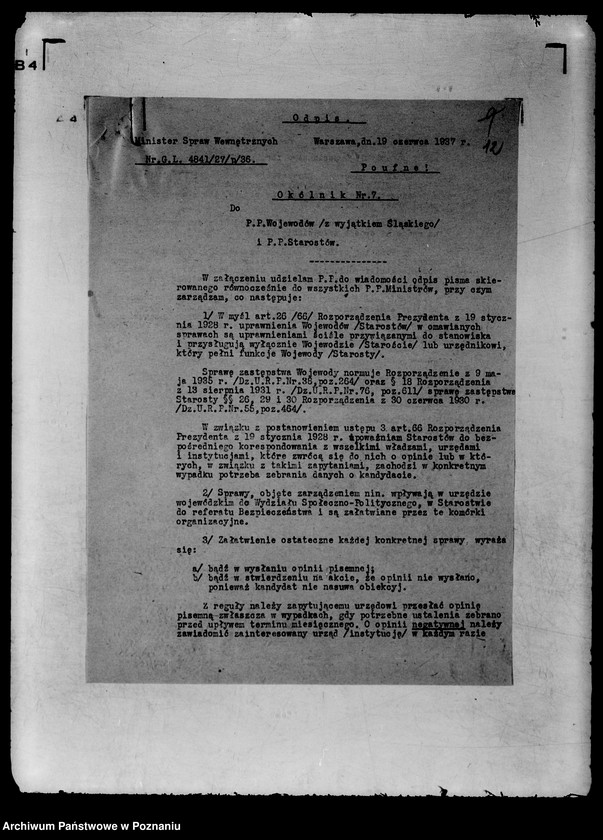 Obraz 16 z jednostki "Zbiór ogólników i zarządzeń Ministerstwa Spraw Wewnętrznych"